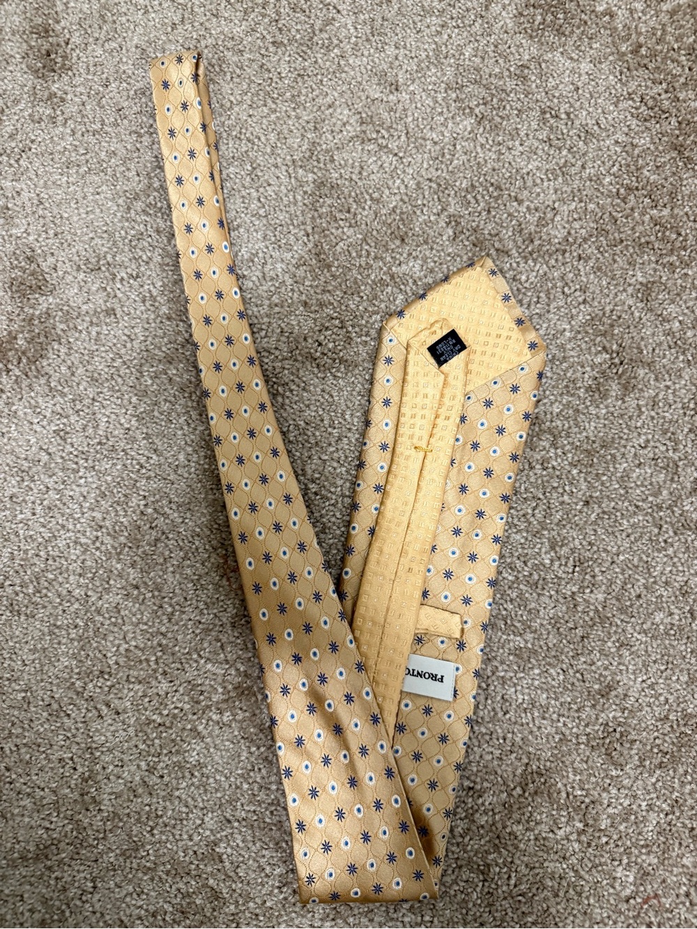 Pronto-Uomo‎ Neck Tie 100% Silk Blue Gold .